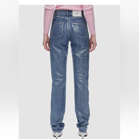 COPERNI  STRAIGHT SHIMMER LEG COATED DENIM JEANS IRIDESCENT BLUE US 8 FR 40 - Picture 2 of 9